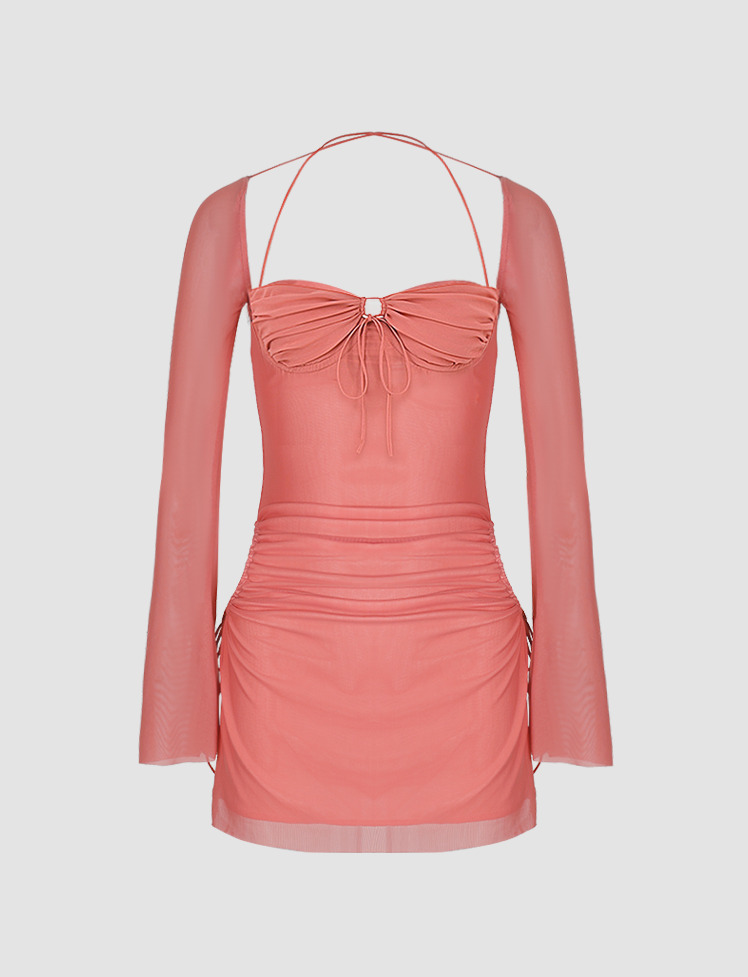 Y2K Hollow Halter Bodycon Dress - Cute Party Outfit with Coquette & Grunge Aesthetic