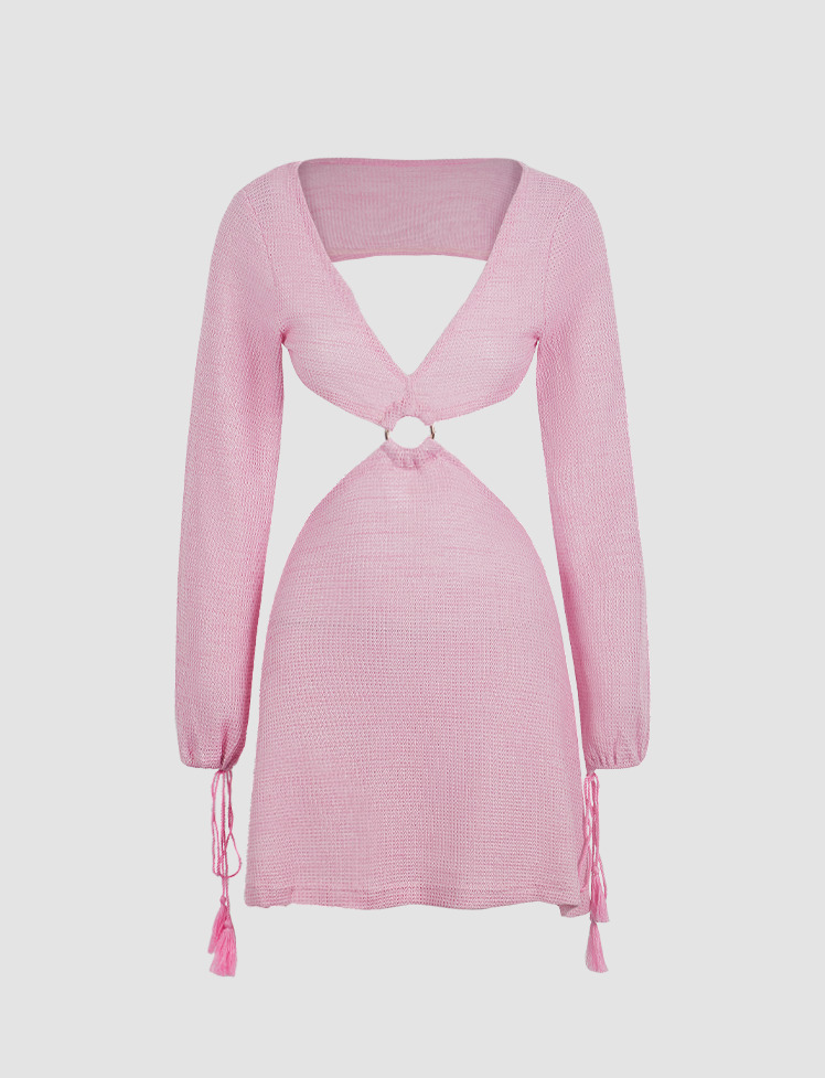 Y2K Hollow Out Backless Dress - Coquette Aesthetic with Grunge Style Vibes