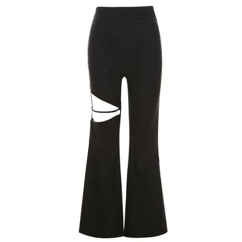 Y2K Hollow Out Flared Pants - Trendy Grunge & Coquette Aesthetic for Stylish Outfits