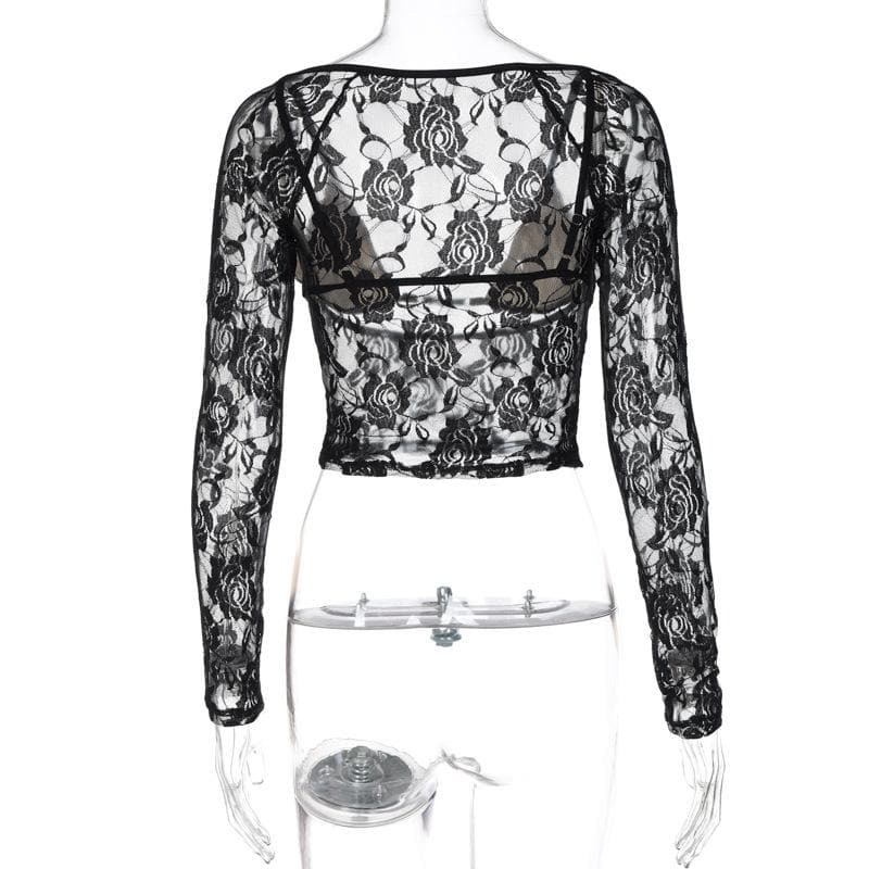 Y2K Hollow Out Lace Two-Piece Cut-Out Top - Coquette & Grunge Aesthetic Fashion