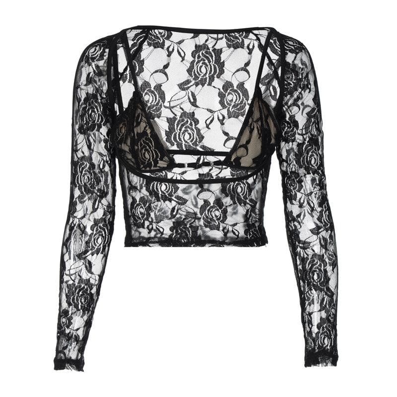Y2K Hollow Out Lace Two-Piece Cut-Out Top - Coquette & Grunge Aesthetic Fashion