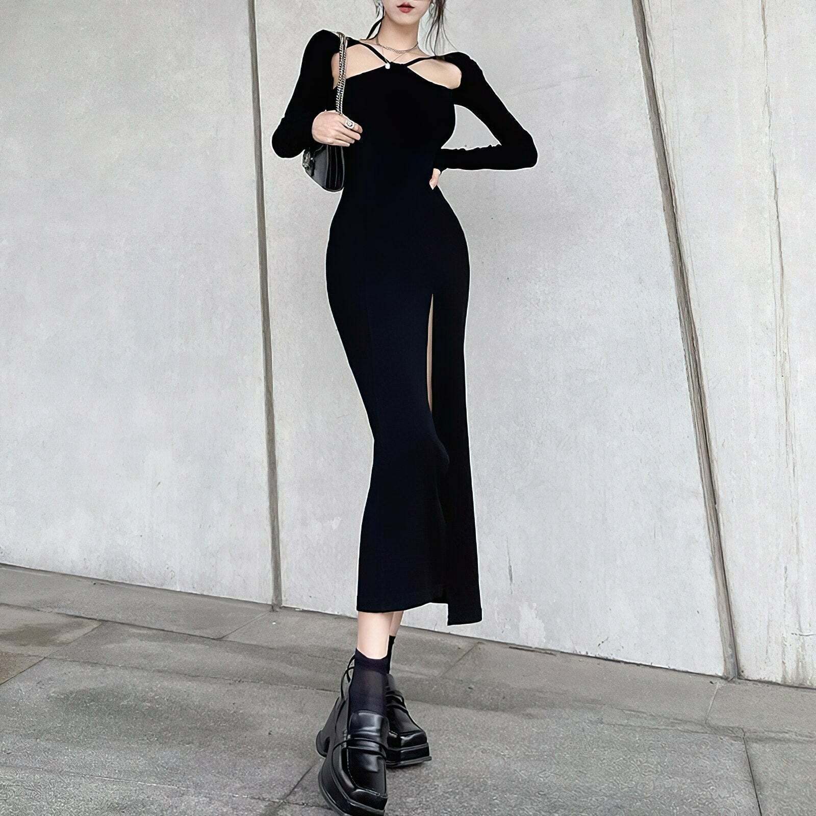 Y2K Hollow Out Party Dress - Trendy Coquette Aesthetic with Grunge Style Touches