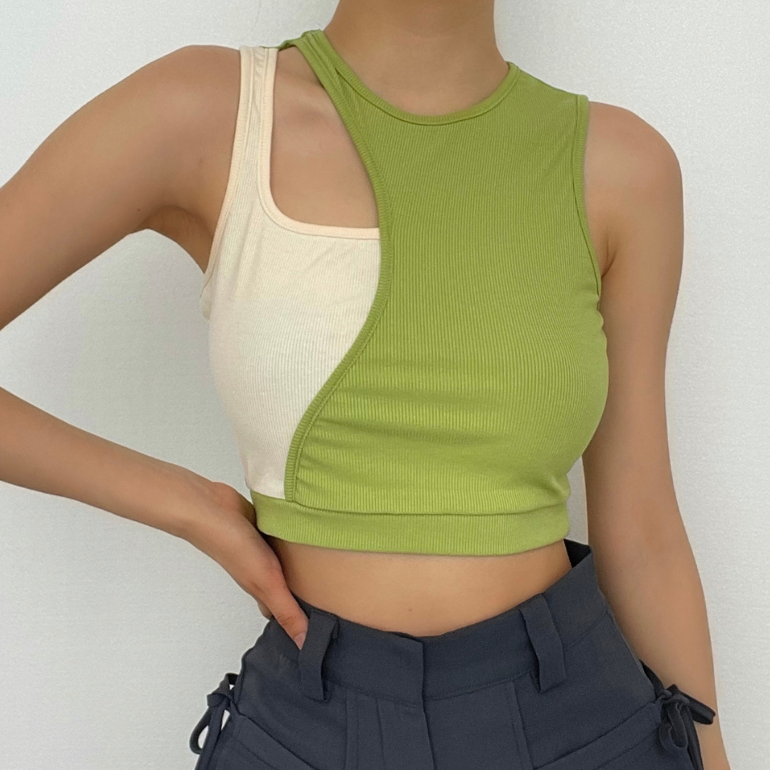 Y2K Hollow Out Ribbed Sleeveless Crop Top - Cute Grunge Aesthetic for Trendy Outfits