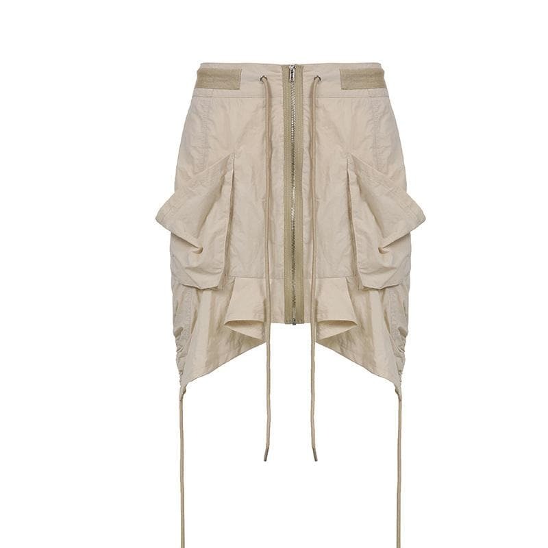 Y2K Irregular Cargo Pocket Mini Skirt - Grunge Aesthetic with Coquette Style Vibes