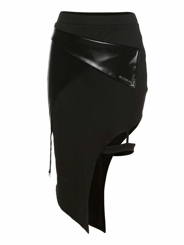 Y2K Irregular Hem Cargo Skirt - Coquette Aesthetic Meets Grunge Style for Trendy Outfits
