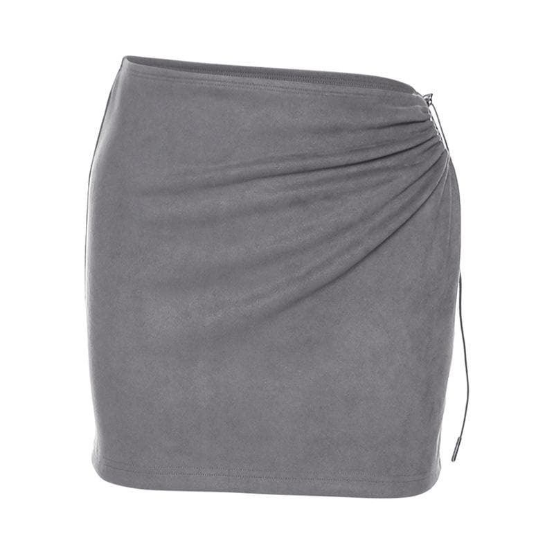 Y2K Irregular Ruched Mini Skirt - Cute Pastel Goth & Grunge Aesthetic Fashion