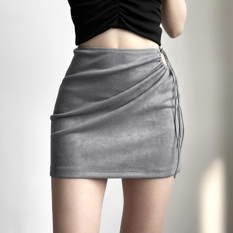 Y2K Irregular Ruched Mini Skirt - Cute Pastel Goth & Grunge Aesthetic Fashion
