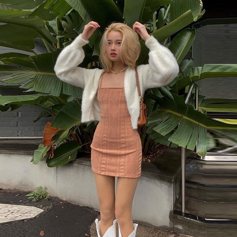 Y2K Knitted Mini Dress - Cute Coquette Aesthetic with Grunge Vibes for Trendy Outfits