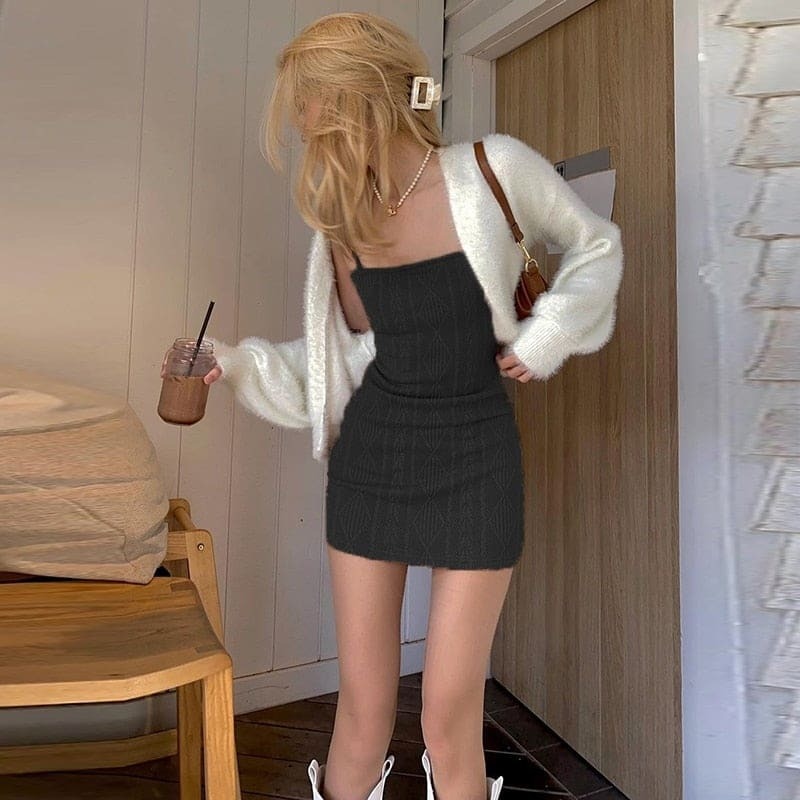 Y2K Knitted Mini Dress - Cute Coquette Aesthetic with Grunge Vibes for Trendy Outfits