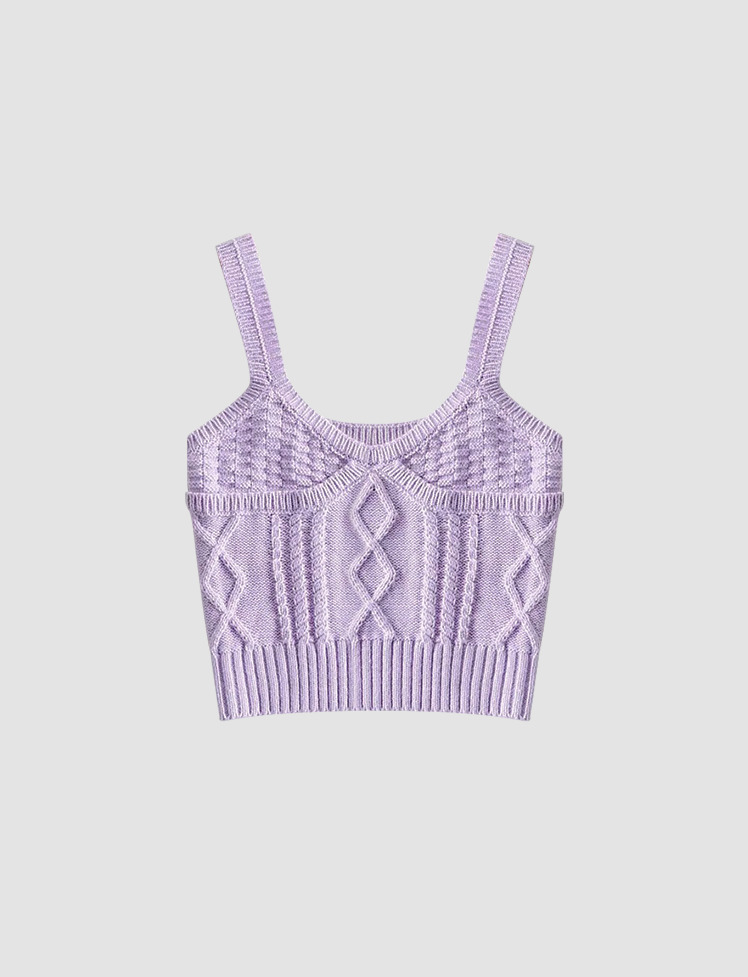 Y2K Knitted Twist Camisole - Cute Top for Coquette & Grunge Aesthetic Outfits