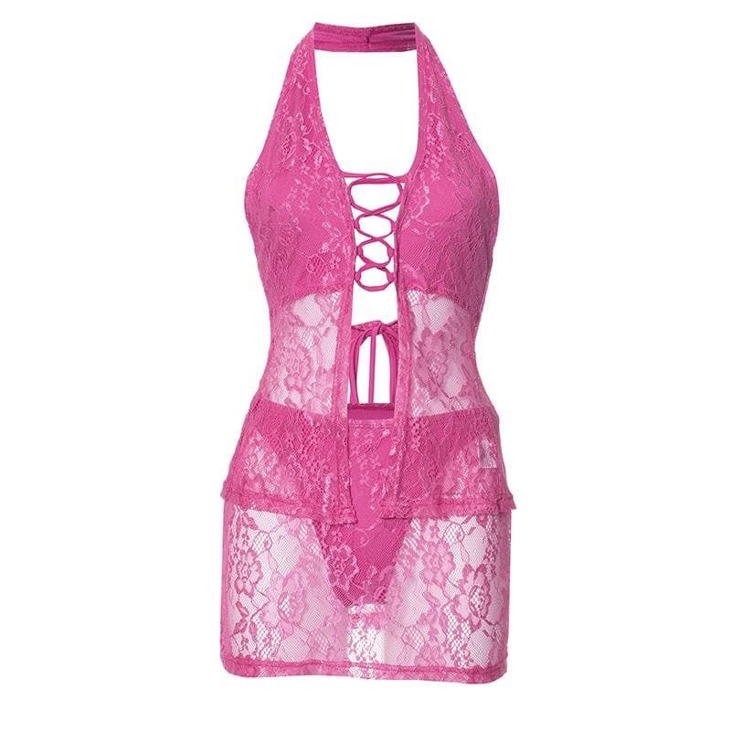 Y2K Lace-Up Mini Skirt Set - Coquette Aesthetic with Grunge Vibes & Cute Tops