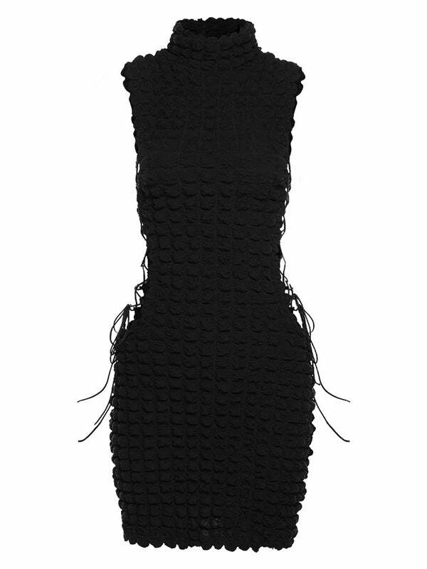 Y2K Lace-Up Side Dress - Coquette Aesthetic with Grunge Vibes for Cute Outfits