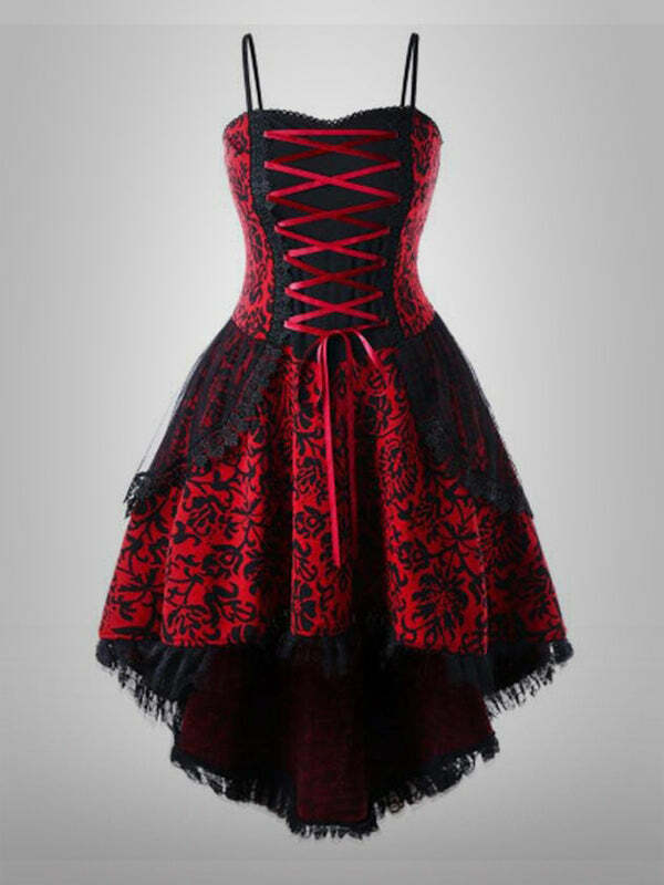 Y2K Lace Corset Dress - Grunge & Coquette Aesthetic, Cute Gothic Style for Fall