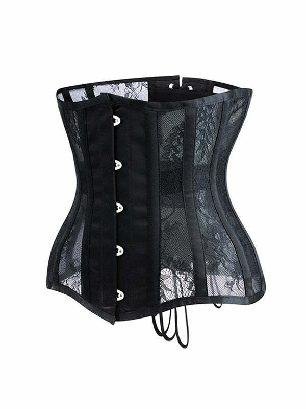 Y2K Lace Corset Top - Coquette Aesthetic, Grunge Style, Cute Crop Top for Aesthetic Outfits