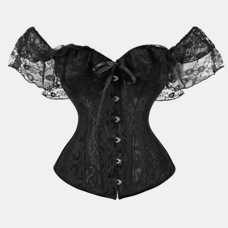 Y2K Lace Corset Top - Cute Grunge Aesthetic Short Sleeves for Coquette & Soft Girl Styles