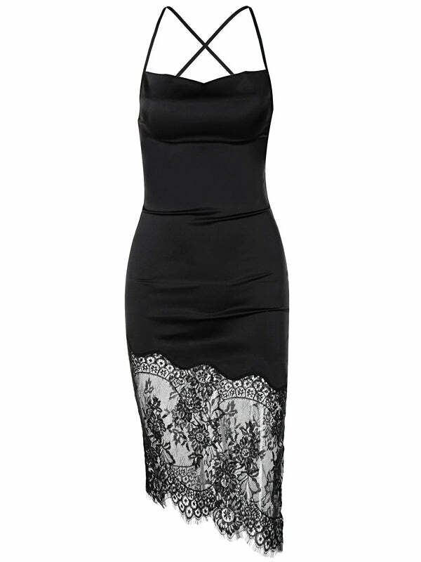 Y2K Lace Halter Dress - Coquette Aesthetic with Grunge Vibes, Perfect for Aesthetic Outfits