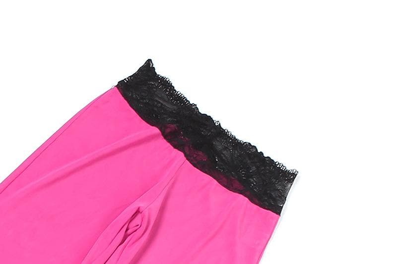 Y2K Lace Mesh Ruffle Sweetheart Neck Cami & Pant Set - Coquette Aesthetic Outfit