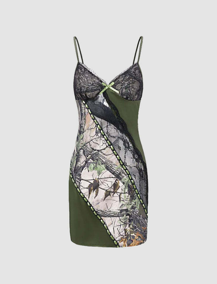 Y2K Lace Patchwork Cami Dress - Coquette Aesthetic with Grunge Touch for Cute Outfits