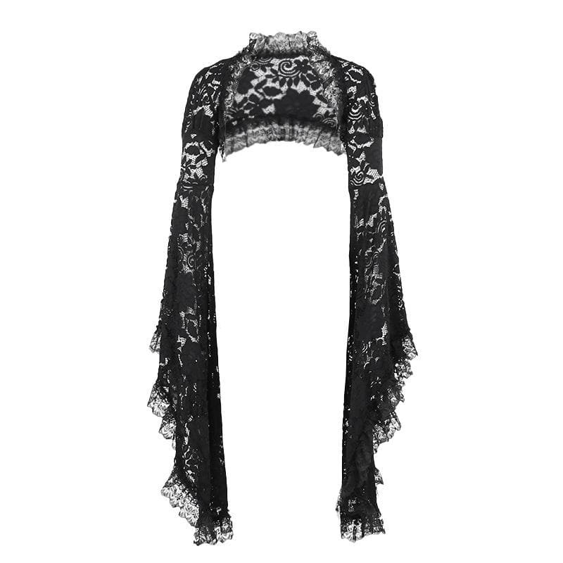 Y2K Lace Ruffle Shrug Top - Flared Sleeve Coquette Aesthetic for Cute Outfits