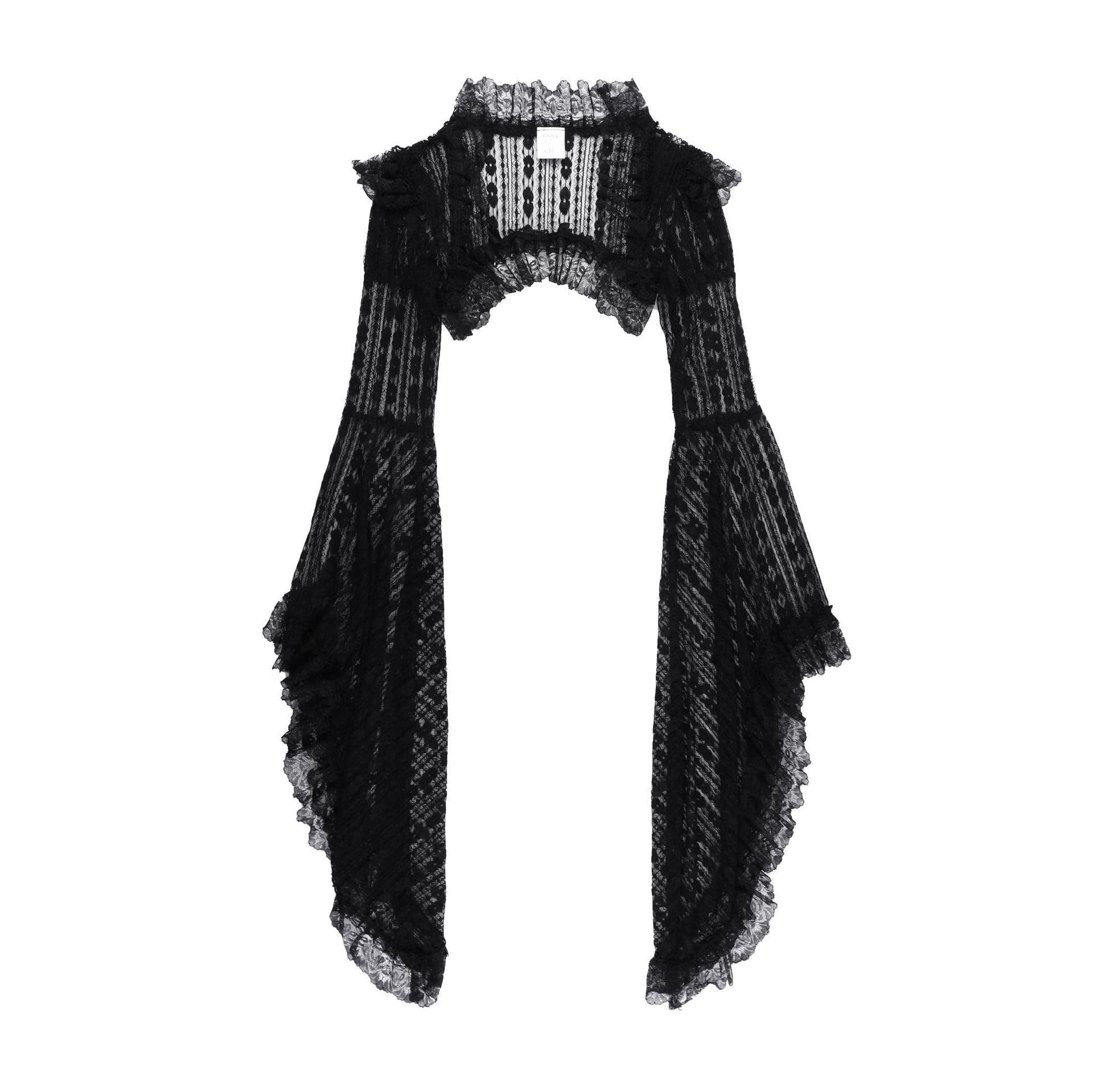 Y2K Lace Ruffle Shrug Top - Flared Sleeve Coquette Aesthetic for Cute Outfits