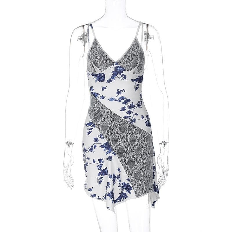 Y2K Lace V-Neck Ruffle Cami Mini Dress - Coquette & Grunge Aesthetic Fashion