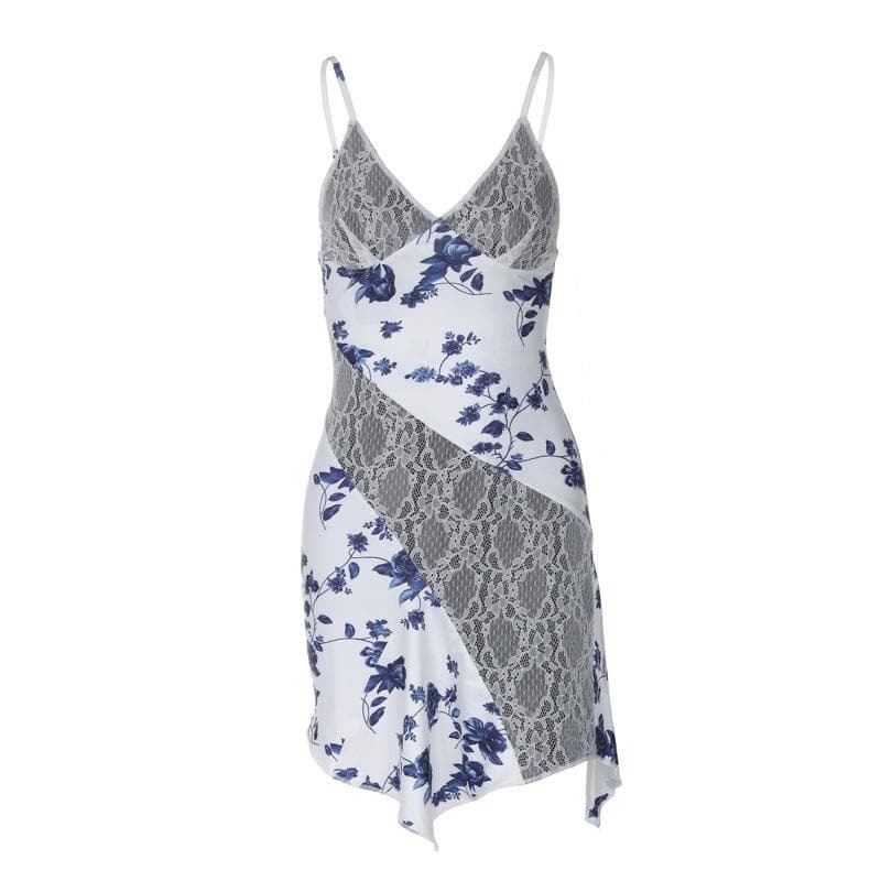 Y2K Lace V-Neck Ruffle Cami Mini Dress - Coquette & Grunge Aesthetic Fashion
