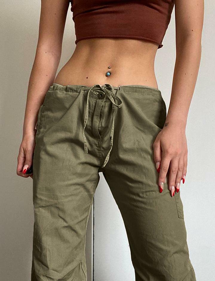 Y2K Low Waist Cargo Pants - Comfy Grunge Style with Cute Aesthetic Vibes