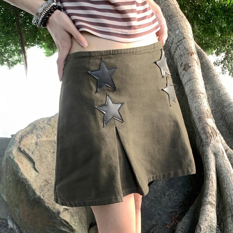Y2K Low Waist Denim Skirt - Grunge & Coquette Aesthetic for Cute Outfits & Fall Fashion