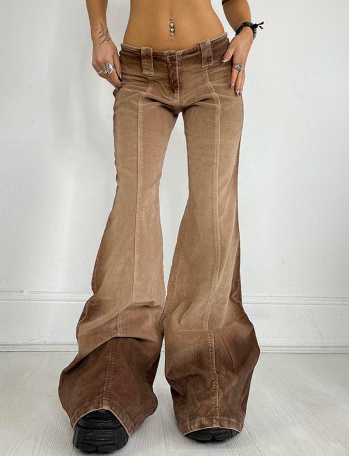 Y2K Low Waist Flare Leg Pants - Retro Grunge Aesthetic, Cute Cargo Style, Comfy Fit