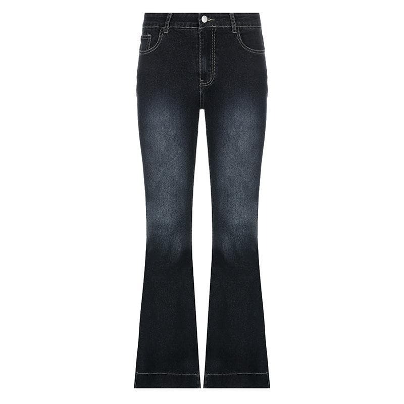 Y2K Medium Wash Pocket Button Jeans - Vintage Grunge Style for Aesthetic Outfits