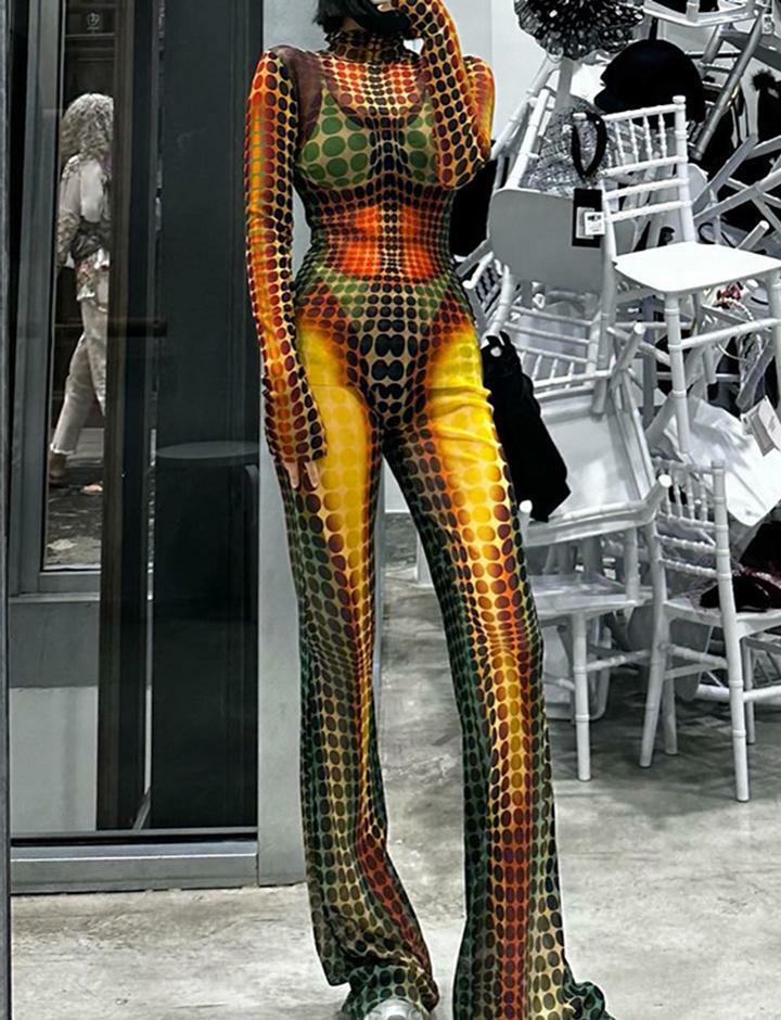 Y2K Mesh Long Sleeve Top & Flared Pants Set - Coquette Aesthetic Outfit for Trendy Looks