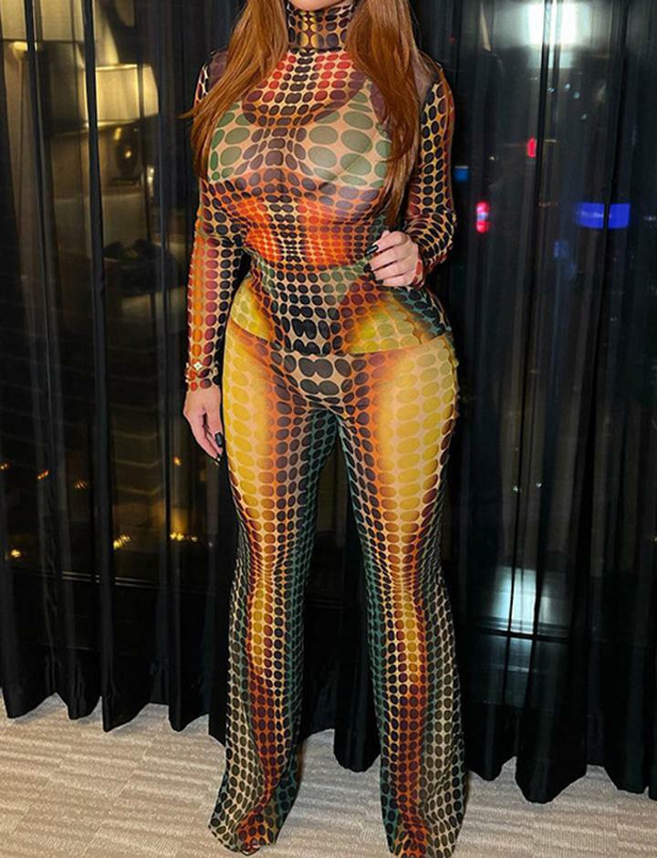 Y2K Mesh Long Sleeve Top & Flared Pants Set - Coquette Aesthetic Outfit for Trendy Looks
