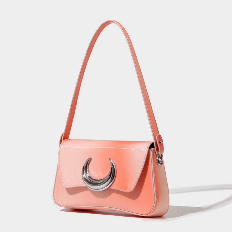 Y2K Moon Applique Gradient PU Crossbody Handbag - Cute Aesthetic Bag for Coquette & Grunge Styles