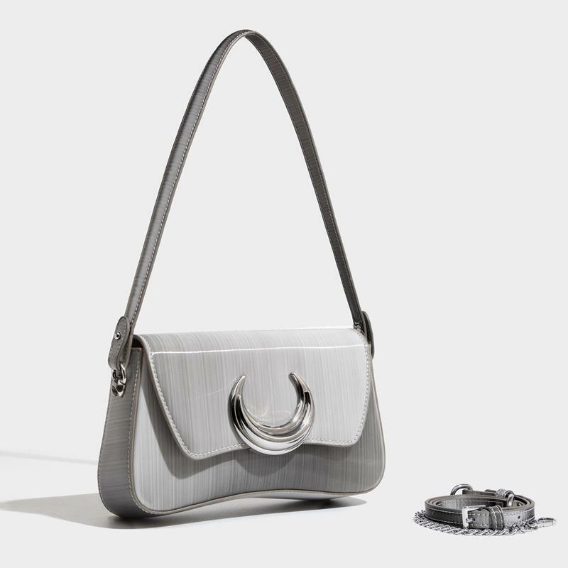 Y2K Moon Applique Gradient PU Crossbody Handbag - Cute Aesthetic Bag for Coquette & Grunge Styles