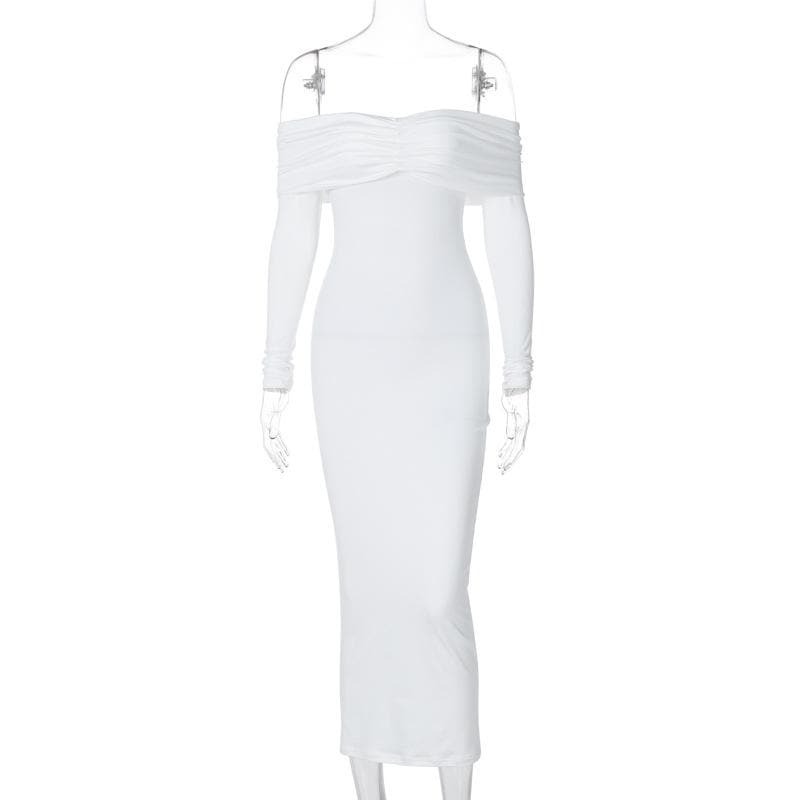 Y2K Off-Shoulder Backless Midi Dress - Cute Coquette & Grunge Aesthetic Fashion