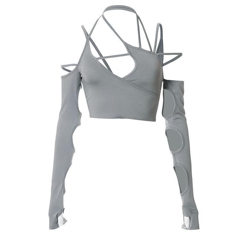 Y2K Off-Shoulder Irregular Crop Top - Grunge & Coquette Aesthetic Fashion Essential