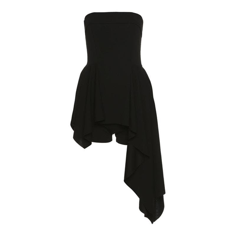 Y2K Off-Shoulder Pleated Tube Dress - Grunge & Coquette Aesthetic for Trendy Outfits
