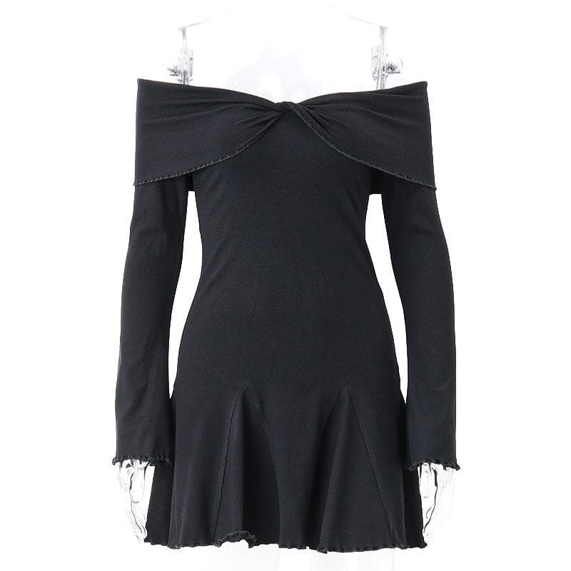 Y2K Off-Shoulder Ruffle Mini Dress - Cute Ruched Style for Coquette & Grunge Aesthetics
