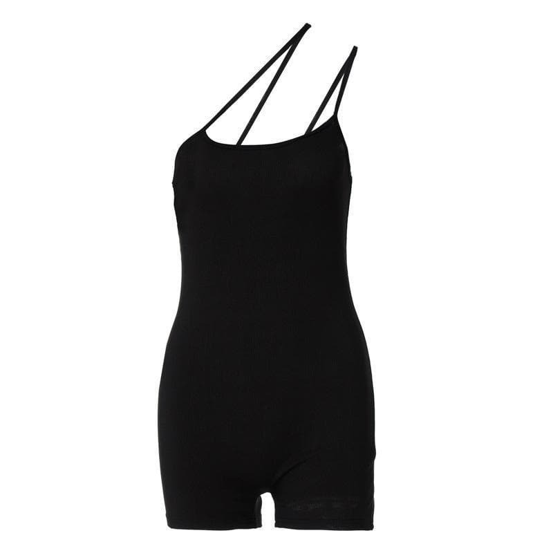Y2K One Shoulder Backless Romper - Cute Coquette & Grunge Aesthetic Fashion Piece