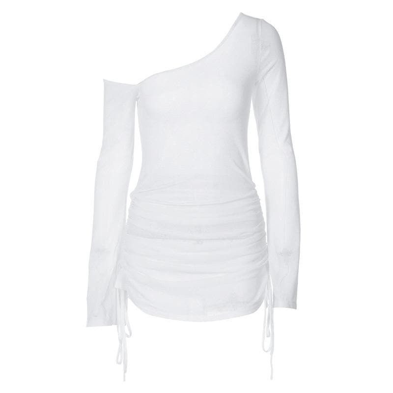 Y2K One Shoulder Ruched Mini Dress - Cute Coquette & Grunge Aesthetic Fashion
