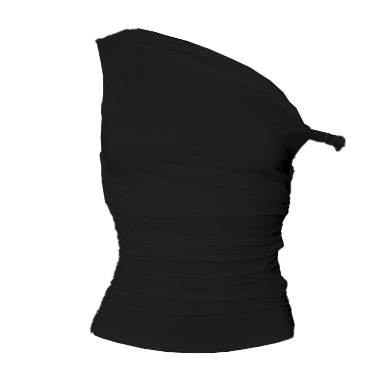 Y2K One Shoulder Ruched Top - Cute Pastel Goth Aesthetic for Grunge & Coquette Styles