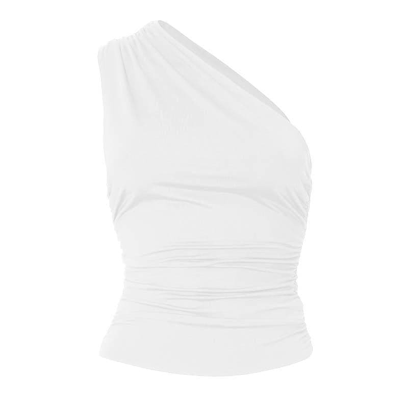 Y2K One Shoulder Ruched Top - Cute Pastel Goth Aesthetic for Grunge & Coquette Styles