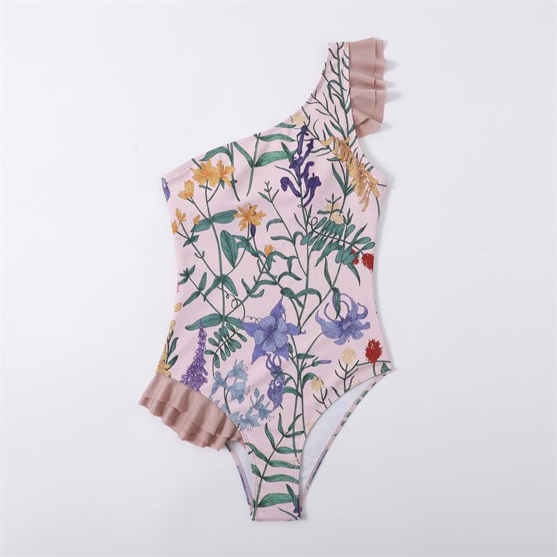 Y2K One Shoulder Ruffle Irregular Swimwear - Cute Pastel Goth & Coquette Aesthetic