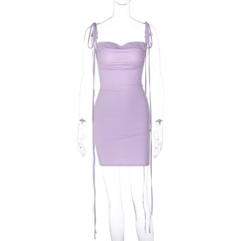 Y2K Ruched Backless Cowl Neck Mini Dress - Cute Coquette Style for Aesthetic Outfits