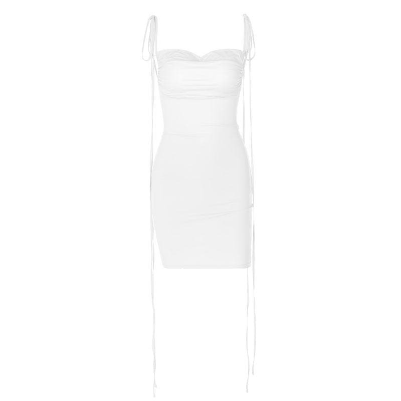 Y2K Ruched Backless Cowl Neck Mini Dress - Cute Coquette Style for Aesthetic Outfits