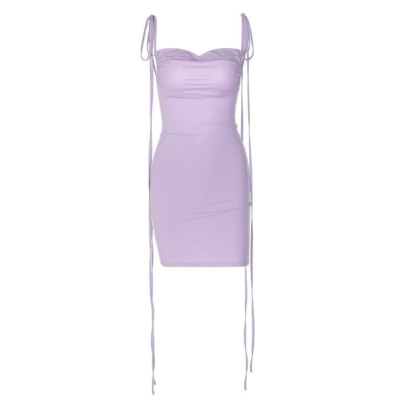 Y2K Ruched Backless Cowl Neck Mini Dress - Cute Coquette Style for Aesthetic Outfits
