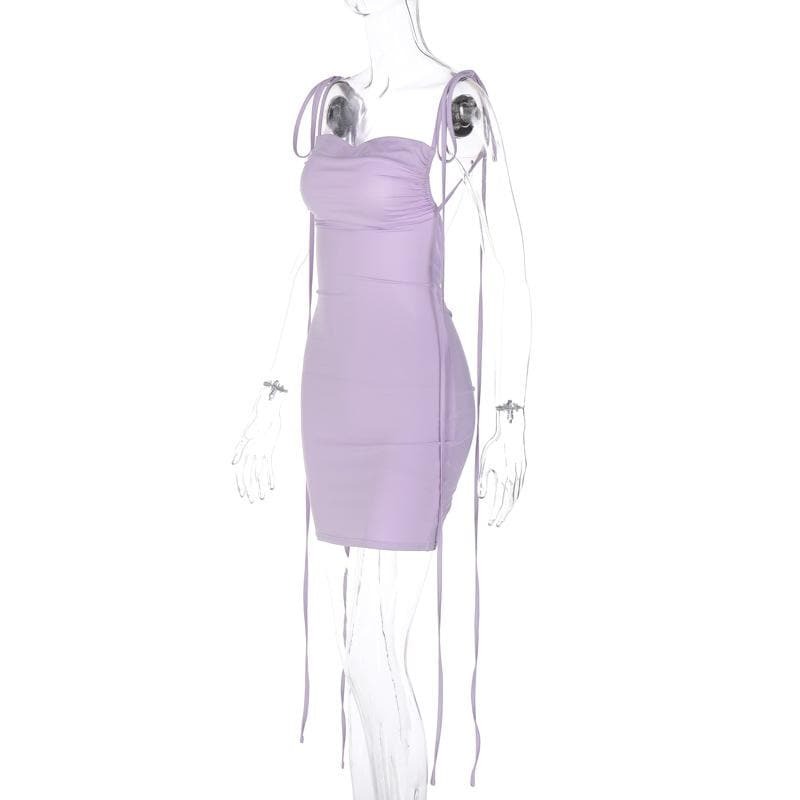 Y2K Ruched Backless Cowl Neck Mini Dress - Cute Coquette Style for Aesthetic Outfits