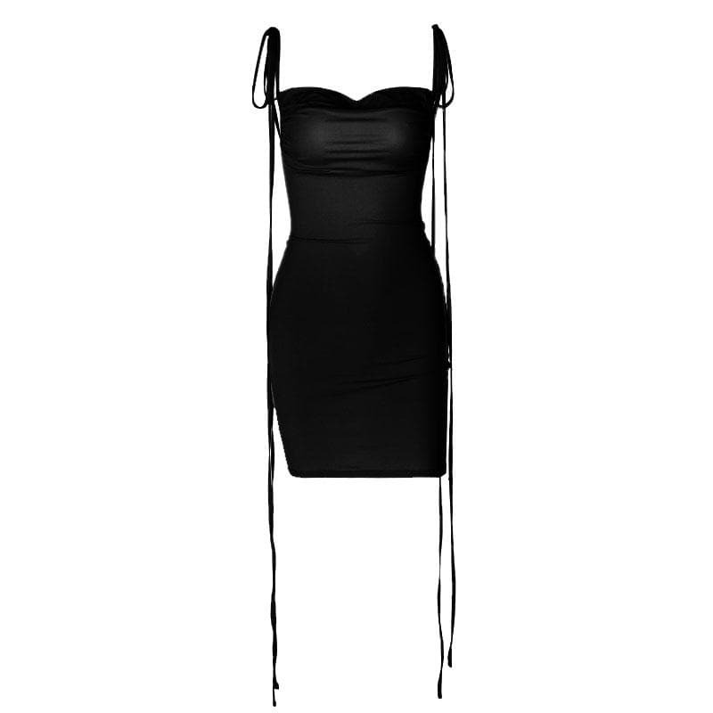 Y2K Ruched Backless Cowl Neck Mini Dress - Cute Coquette Style for Aesthetic Outfits