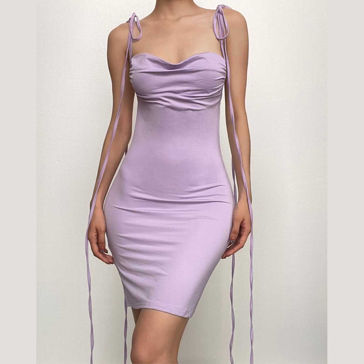 Y2K Ruched Backless Cowl Neck Mini Dress - Cute Coquette Style for Aesthetic Outfits