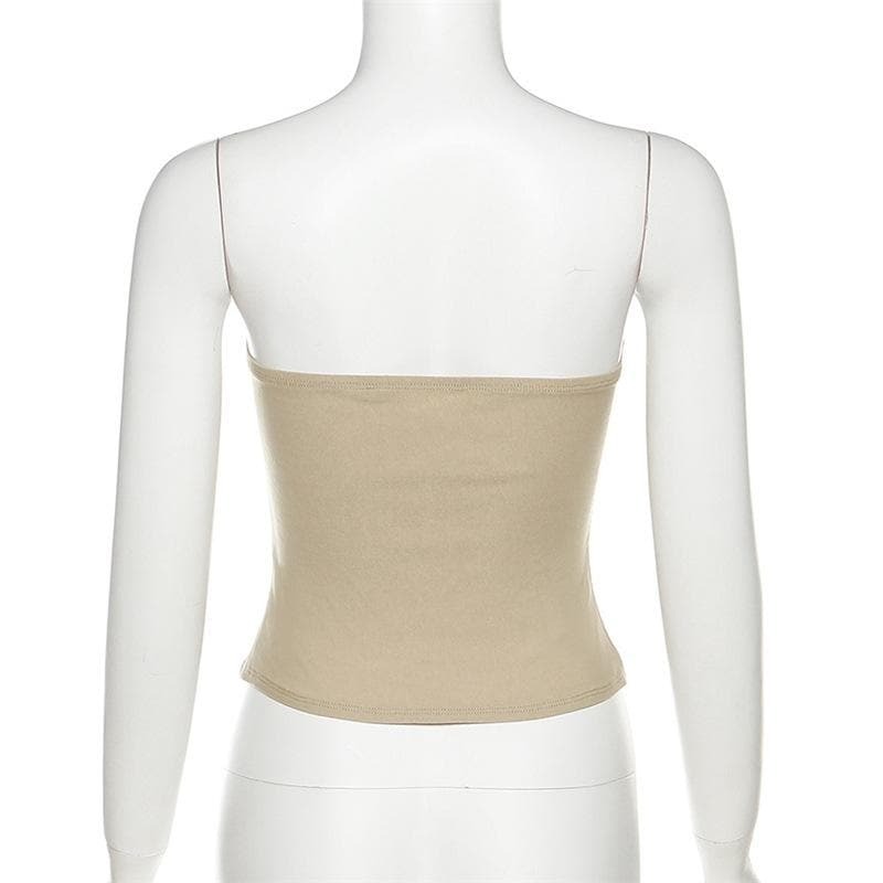 Y2K Ruched Backless Tube Crop Top - Cute Pastel Goth & Coquette Aesthetic Style